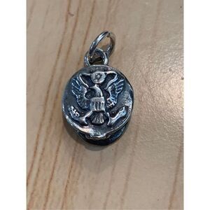 .925 Military Cap Sterling Silver Jewelry Charm #USA